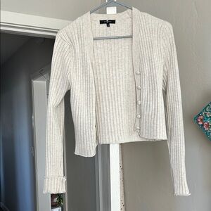 7 For All Mankind Cream Ribbed Cardigan